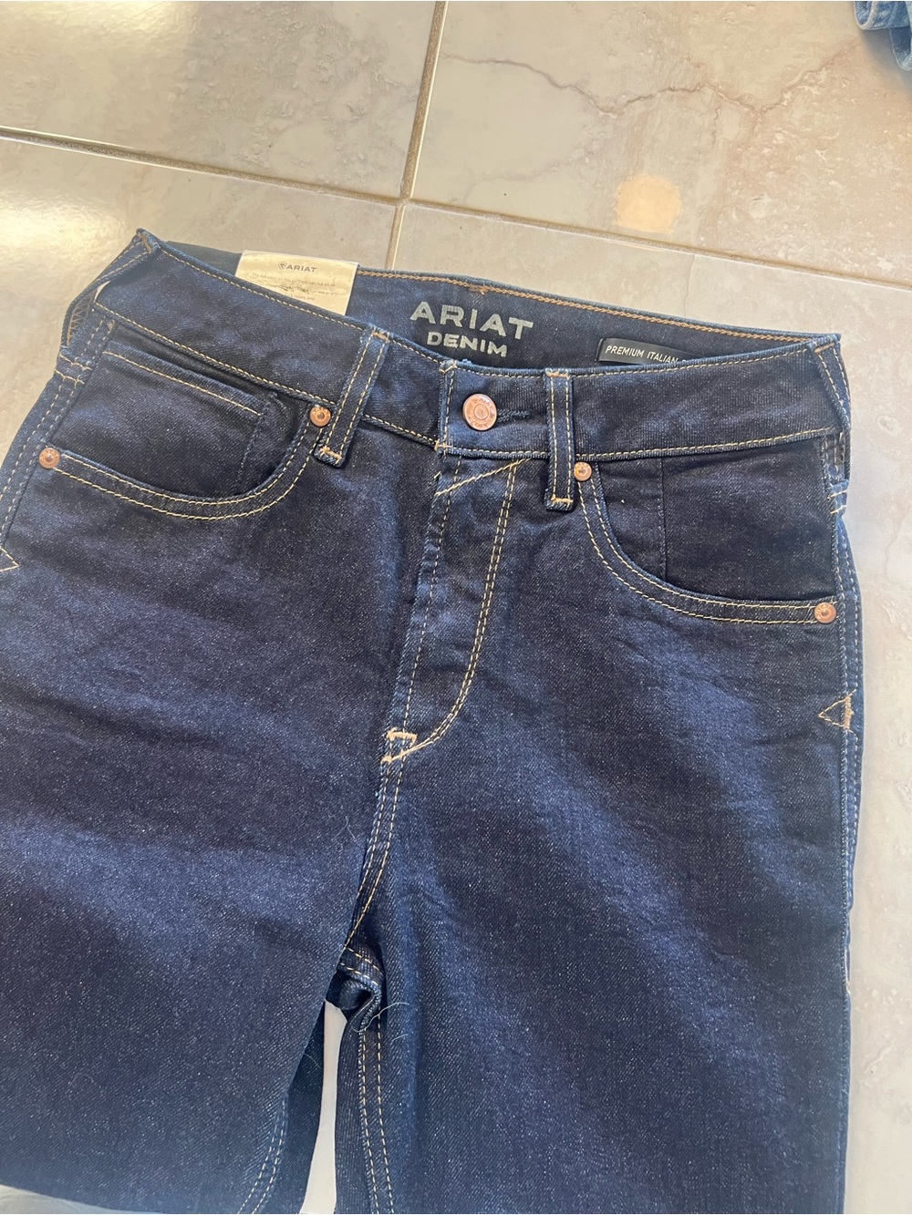 Ariat Premium Italian Raw Hem HR Flare Dark Indigo Jeans - Picture 7 of 8